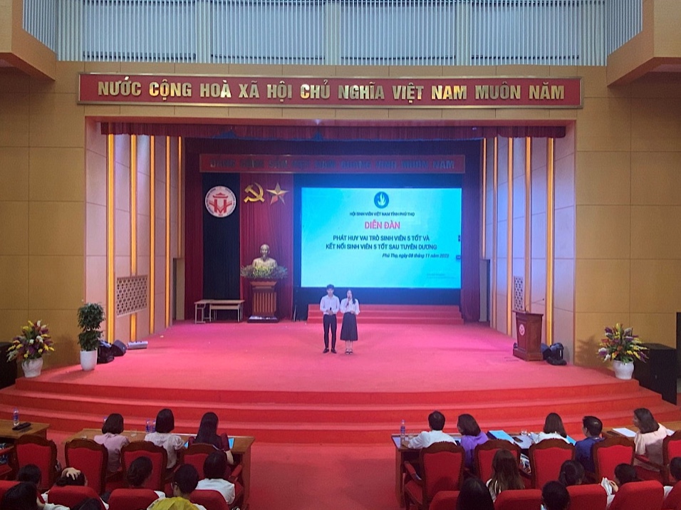Hội Sinh viên Việt Nam tỉnh Phú Thọ tổ chức diễn đàn “Phát huy vai trò sinh viên 5 tốt và kết nối sinh viên 5 tốt sau tuyên dương” năm 2023.