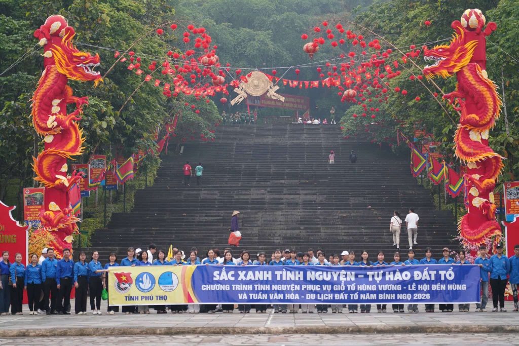 TUỔI TRẺ ĐẤT TỔ HUY ĐỘNG HƠN 5000 NGHÌN LƯỢT ĐVTN THAM GIA CÁC HOẠT ĐỘNG TÌNH NGUYỆN PHỤC VỤ GIỖ TỔ HÙNG VƯƠNG NĂM 2026